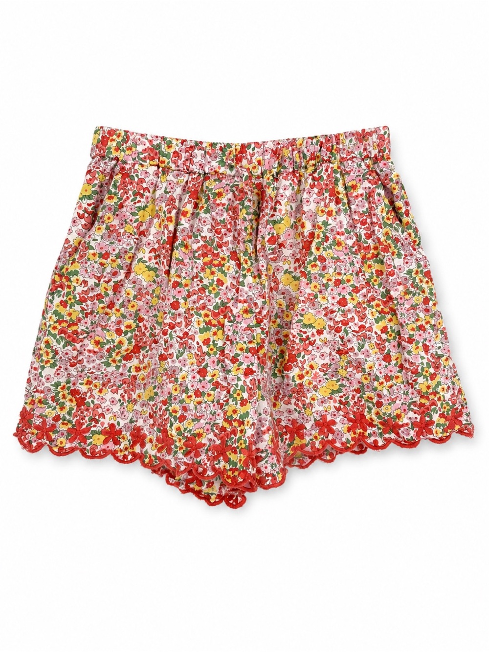 Mini Boden Embroidered Floral Print Shorts 8Y Pink Multicolor Cotton Summer